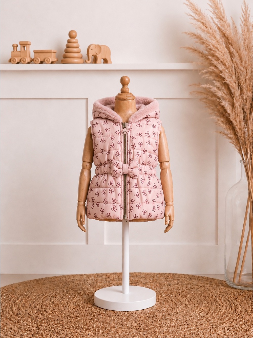Toddler Puffer Vest with Hood - Pink